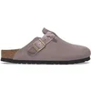 Image de Sabots femme Birkenstock Boston Braided Suede Leather Violet 40 Étroit 1029122