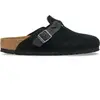 Image de Sabots en cuir suédé femme Birkenstock Boston Braided Noir 37 Étroit 1030497