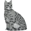 Image de Figurine Chat tigré gris clair assis Bloc de construction Jekca