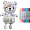 Image de Ours en Peluche à colorier lavable et réutilisable Conte de fées avec 10 feutres (25 cm)