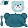 Image de Set repas en silicone Ourson Bleu (4 pièces)