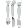 Image de Set de couverts en inox et silicone gris (3 pièces)