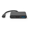 Image de Nedis Hub USB-C vers USB, USB-C et HDMI - 10 cm - Noir