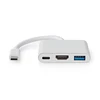 Image de Nedis Hub USB-C vers USB, USB-C et HDMI - 10 cm - Blanc