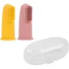 Image de Lot de 2 brosses à dents à doigt ocre et rose + étui de protection