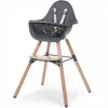 Image de Chaise haute en bois naturel Evolu 2 gris