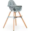 Image de Chaise haute en bois naturel Evolu 2 menthe + arceau