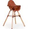 Image de Chaise haute en bois naturel Evolu 2 terracotta + arceau