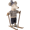 Image de Papa Souris en hiver et sa paire de skis Bleu