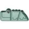 Image de Assiette à compartiments antidérapante silicone Croco vert