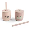 Image de Lot de 2 gobelets à paille en silicone Tiny farm Rose