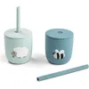 Image de Lot de 2 gobelets à paille en silicone Tiny farm Bleu