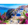 Image de Puzzle 1000 pièces : Vue de Santorin avec fleurs, Grèce Enjoy-1083