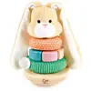 Image de Lapin avec anneaux à empiler en bois et tissu Hape-E0107