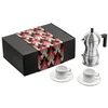 Image de ALESSI Machine à expresso - Set avec tasses 3 pièces Alu / Porcelaine argent