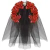 Image de Serre-tête 6 roses avec crâne et voile 4133WID