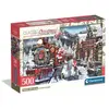 Image de Puzzle 500 pièces : Gare avec bonhomme de neige Clementoni-35627