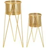 Image de Cache-pot Mauro Ferretti Glat (x2) Doré 21x20x46-18x18x32 cm 1427860000