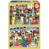 Image de Puzzles 2x100 pièces : Filles d’Amérique et Filles d’Afrique Educa-20479