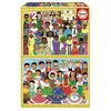 Image de Puzzles 2x100 piÃ¨ces : Filles d’AmÃ©rique et Filles d’Afrique