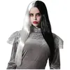 Image de Perruque Longue Lisse bicolore Noir/Blanc 60 cm - Adulte 39824