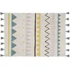 Image de Tapis lavable azteca naturel vintage bleu (120 x 160 cm)