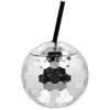 Image de Gobelet boule disco argent avec paille 00717