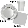 Image de Set de table argent - 6 assietes, 6 gobelets, 12 serviettes 21887BOL