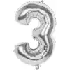 Image de Ballon aluminium chiffre 3 86 cm : Argent 22033