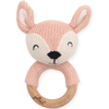 Image de Hochet anneau de dentition biche en tricot rose pâle