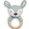 Image de Hochet anneau de dentition biche en tricot vert cendre
