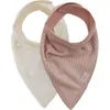 Image de Lot de 2 bavoirs bandana Velvet Rib Wild Rose-Ivory