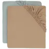 Image de Lot de 2 draps housses en jersey Sea Green-Biscuit (40 x 80 cm)