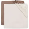 Image de Lot de 2 draps housses en jersey Milky Coffee-Ivory (60 x 120 cm)
