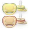 Image de AVENT ULTRA-AIR COULEURS DE LA NATURE - Sucettes Orthodontiques - Mixte Jaune - 0 à 6 Mois, 2 Sucettes