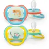Image de AVENT ULTRA AIR NIGHT TIME - Sucettes Orthodontiques - Animaux Bleu et Jaune - 18 Mois et Plus, 2 Sucettes