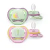 Image de AVENT ULTRA AIR NIGHTTIME - Sucettes Orthodontiques - Décor Rose Animaux - 6 à 18 Mois, 2 Sucettes