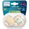 Image de Avent Lot de 2 sucettes silicone 0-6M Ultra Air jour/nuit mix