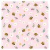 Image de Tissu popeline abeilles et fleurs vendu par 50 cm(...) - Rose