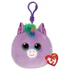Image de Porte-clés en peluche Ty Squish a boos Rosette La Licorne Rose 8 cm