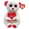 Image de Peluche TY Beanie Bellies Small Desi L'ours Blanc et Rouge