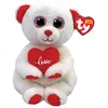 Image de Ty Beanie Bellies-Peluche Desi l'ours 15 cm-TY41047, TY41047, Blanc, Rouge, Small (15 cm)