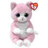 Image de Peluche TY Beanie Bellies Medium Lilibelle le chat 30 cm Rose et Blanc