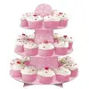 Image de Support rose 24 cupcakes 3 étages taille unique