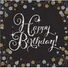 Image de Amscan serviettes Happy Birthday 33 cm or/noir 16 pièces