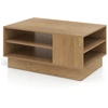 Image de CostwayTable Basse Multifonctionnelle Style Moderne Tabled’Appoint Rectangulaire avec 2 Étagères de Rangement Ouvertes 86 x 56 x 41cm Naturel
