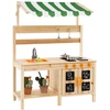 Image de CostwayCuisine de Jeu en Bois avec Auvent Evier Amovible 4 Cuisini ¨res Boutons Rotatifs Tableaux Noirs avec Accessoires pour 3+ Ans Naturel