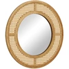 Image de CostwayMiroir Mural Rond en Rotin Miroir à Cadre en Bois de 65 cm avec Verre en Aluminium Crochet Métallique et Vis d'Expansion Naturel