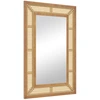 Image de CostwayMiroir Mural en Rotin Miroir Décoratif en Arc Boho avec Cadre en Bois Miroir Suspendu Style Ferme 90 x 60 cm Naturel