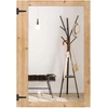 Image de CostwayMiroir Mural 97 x 67cm Miroir de Style Rustique avec Cadre en Bois de Sapin Naturel Crochets en Métal Montage Vertical et Horizontal Naturel